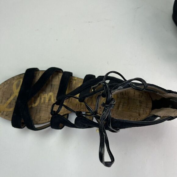 Sam Edelman Dawson Suede Strappy Sandal 8 Black Gladiator Hippie Boho Grunge - Picture 9 of 11